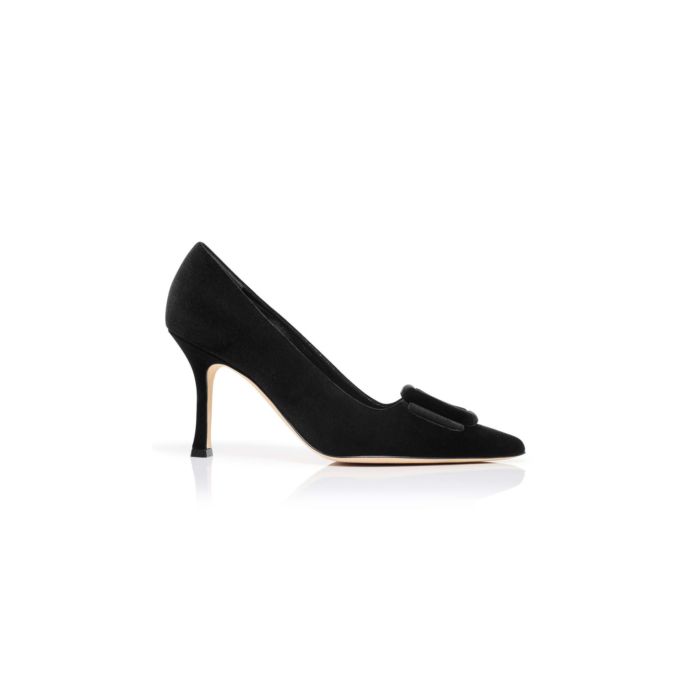 MANOLO BLAHNIK MAYSALEPUMP 90 BLACK VELVET BUCKLE DETAIL PUMPS 324-2862-0006 MANOLO BLAHNIK MAYSALEPUMP 90 BLACK VELVET BUCKLE DETAIL PUMPS 324-2862-0006